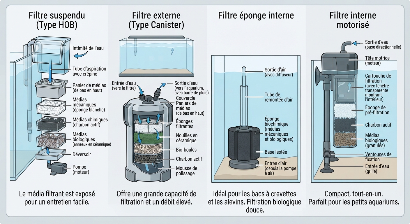 Filtre interne ou externe : lequel choisir pour son aquarium ?